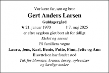 Dødsannoncen for Gert Anders Larsen - Vejby
