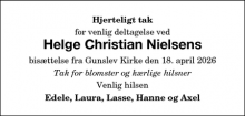 Dødsannoncen for Helge Christian Nielsen - Sortsø