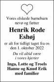 Dødsannoncen for Henrik Rode
Eshøj - Nyborg