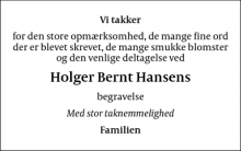 Dødsannoncen for Holger Bernt Hansen - Birkerød