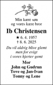Dødsannoncen for Ib Christensen - Løgstør