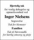 Dødsannoncen for Inger Nielsen - Vester Skerninge