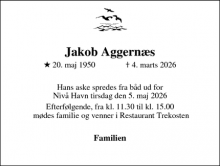 Dødsannoncen for Jakob Aggern&aelig;s - Sørningevej 9, 4450 Jyderup