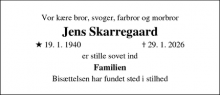 Dødsannoncen for Jens Skarregaard - Ringkøbing