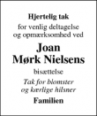 Dødsannoncen for Joan
Mørk Nielsen - Skanderborg