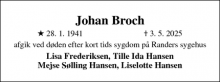 Dødsannoncen for Johan Broch - Ebeltoft