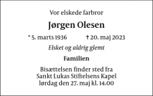 Dødsannoncen for Jørgen Olesen - Virum
