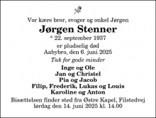 Dødsannoncen for Jørgen Stenner - Svenstrup J