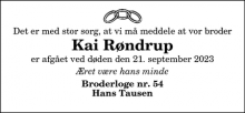 Dødsannoncen for Kai Røndrup - Aalborg