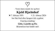 Dødsannoncen for Kjeld Hjælmhof - Holbæk
