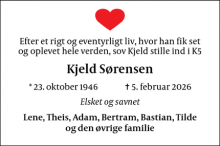 Dødsannoncen for Kjeld S&oslash;rensen - København SV