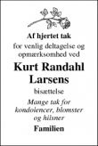 Dødsannoncen for Kurt Randahl
Larsen - Nykøbing Sj.