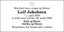 Dødsannoncen for Leif Jakobsen - Thisted