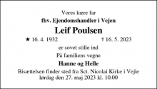Dødsannoncen for Leif Poulsen - Vejle