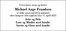 Dødsannoncen for Michael Aage Frandsen - Herning