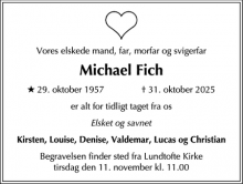 Dødsannoncen for Michael Fich - Virum