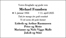 Dødsannoncen for Michael Frandsen - Herning
