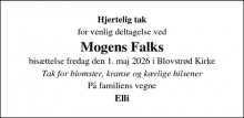 Dødsannoncen for Mogens Falk - Allerød
