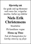 Dødsannoncen for Niels Erik Christensen - Skårup/Svendborg