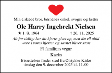 Dødsannoncen for Ole Harry Ingebrekt Nielsen - Brønshøj tidl. Amager