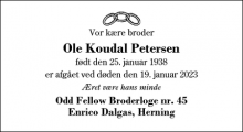 Dødsannoncen for Ole Koudal Petersen - Herning