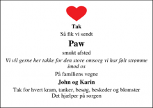 Dødsannoncen for Paw - viborg