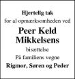 Dødsannoncen for Peer Keld Mikkelsen - Hagested