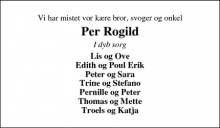 Dødsannoncen for Per Rogild - Skive
