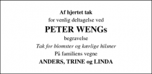 Dødsannoncen for PETER WENG - Frederiksberg