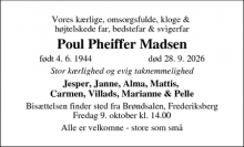Dødsannoncen for Poul Pheiffer Madsen - Vanløse
