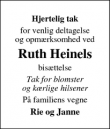 Dødsannoncen for Ruth Heinel - Slagslunde