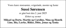 Dødsannoncen for Sussi Sørensen - Aarhus N