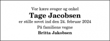 Dødsannoncen for Tage Jacobsen - Hjørring