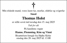 Dødsannoncen for Thomas Holst - Højby