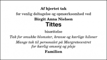 Dødsannoncen for Titte - Maribo