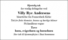 Dødsannoncen for Villy Rye Andersen - Ikast