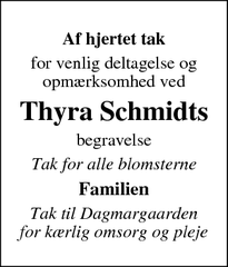 Taksigelsen for Thyra Schmidts - Sporup