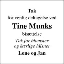 Taksigelsen for Tine Munk - Rønne