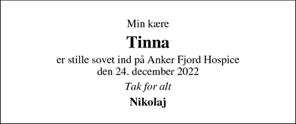 Dødsannoncen for Tinna - Tim