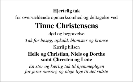 Taksigelsen for Tinne Christensen - Skive
