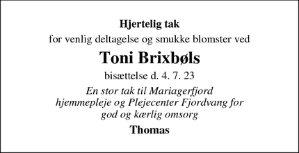 Taksigelsen for Toni Brixbøl - Viborg