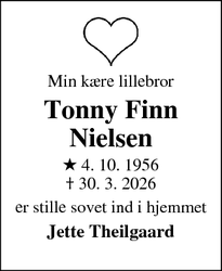 Dødsannoncen for Tonny Finn Nielsen - Ikast