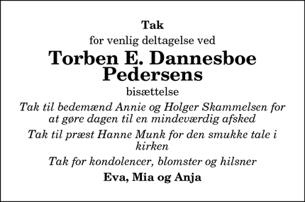 Taksigelsen for Torben E. Dannesboe
Pedersens - Hobro 