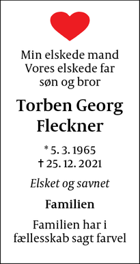 Dødsannoncen for Torben Georg
Fleckner - ringsted