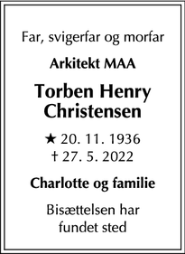 Dødsannoncen for Torben Henry
Christensen - Birkerød