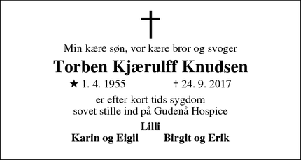 Dødsannoncen for Torben Kjærulff Knudsen - Horsens