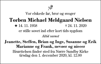 Dødsannoncen for Torben Michael Meldgaard Nielsen - Herning