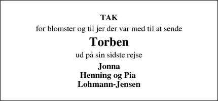 Dødsannoncen for Torben - Hou