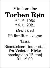 Dødsannoncen for Torben Røn - Brovst