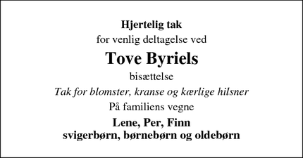 Taksigelsen for Tove Byriel - Haderslev